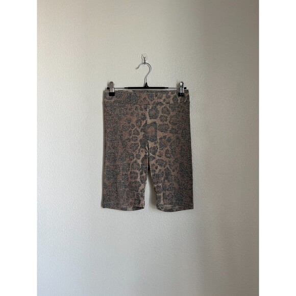 LNA Women's Calvin Brushed Rib Biker Short in Leopard Size SMALL - Picture 1 of 5